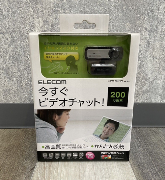 【未開封品】ELECOM WEBカメラ 今すぐビデオチャット UCAM-C0220FEBK 年式不明 ※箱にスレやキズあり